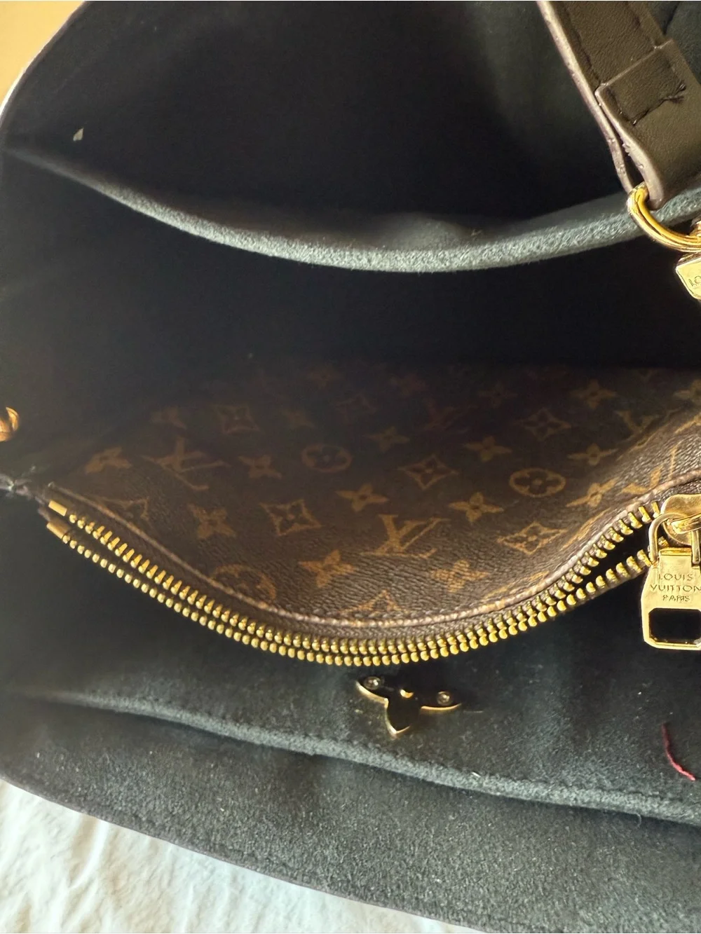 Lou Brown Monogram Canvas Tote with Black Trim